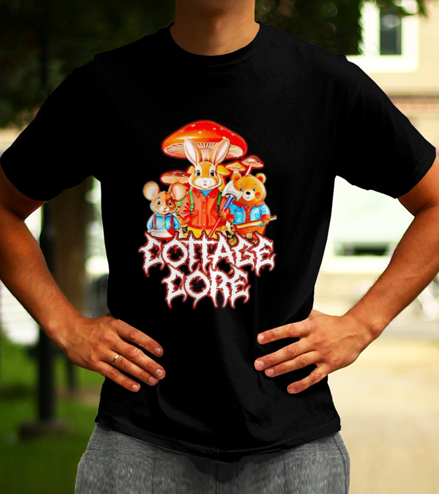 Cottage Core Bunny Mushroom Trio T-Shirt