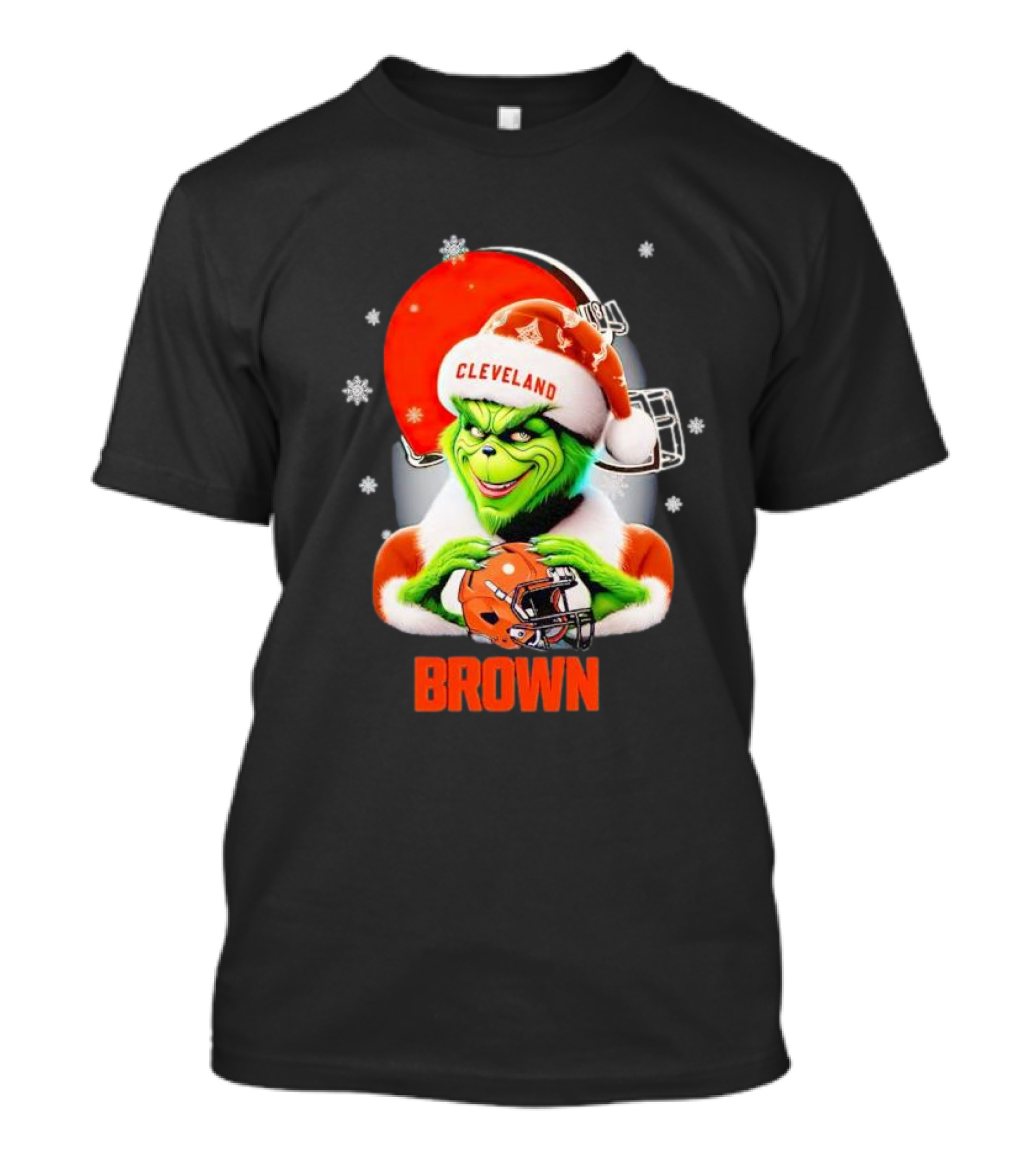 Grinch Cleveland Browns Christmas Football Snowflakes T-Shirt