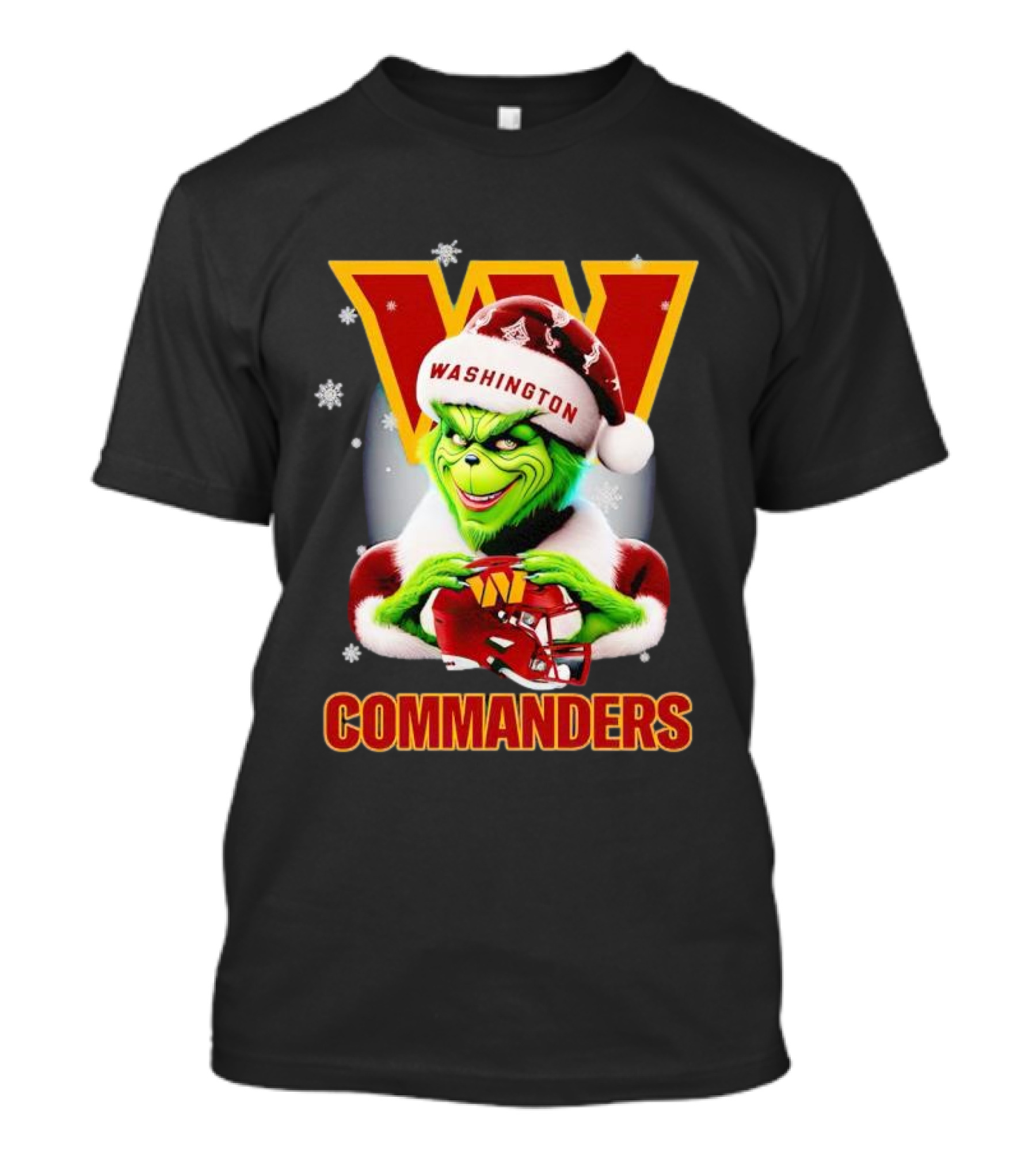 Grinch Washington Commanders Christmas Football Festive Snowflakes T-Shirt