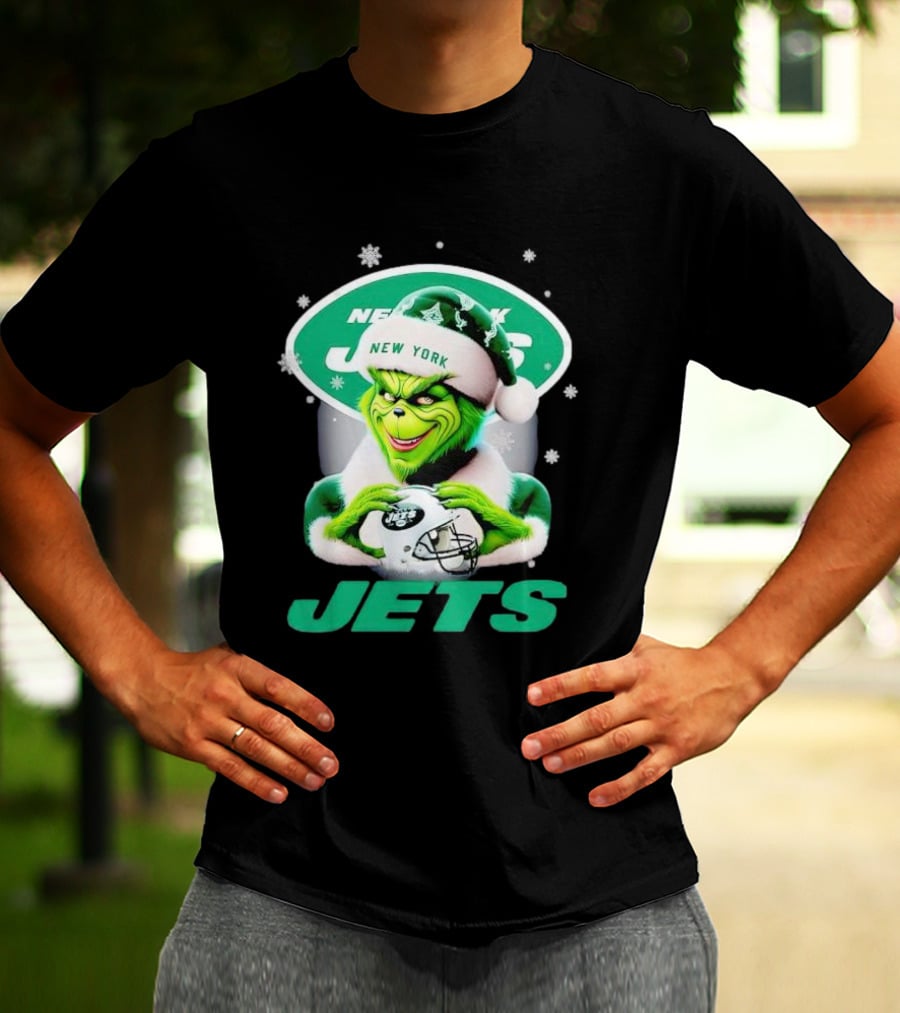 Grinch New York Jets Christmas Football T-Shirt