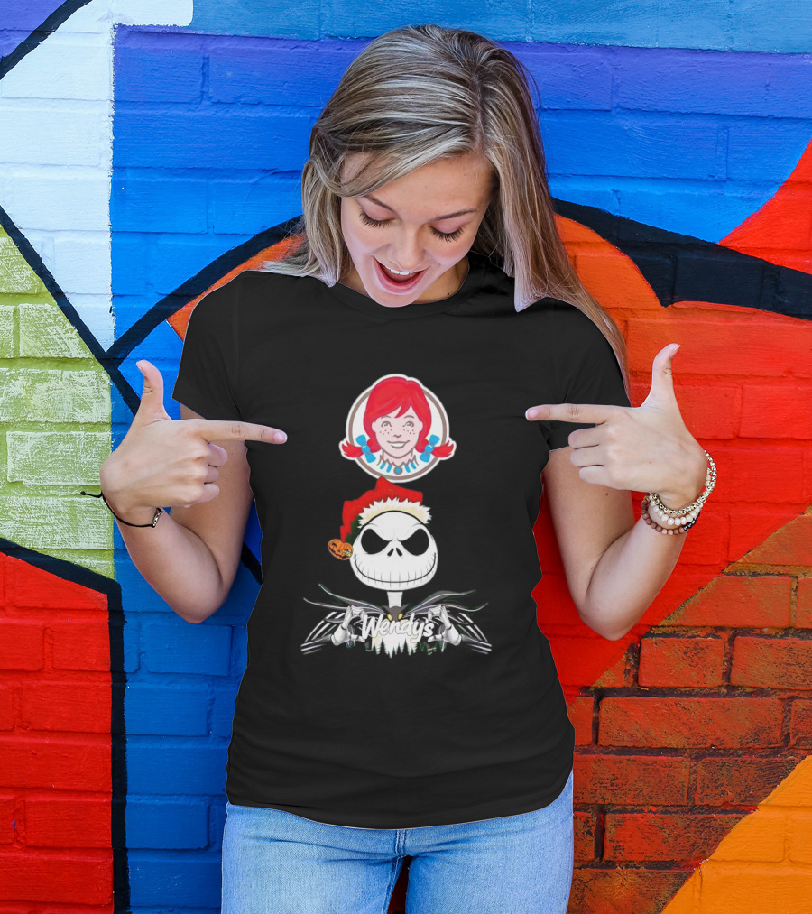 Jack Skellington Wendy’s Christmas Santa Hat Pumpkin T-Shirt