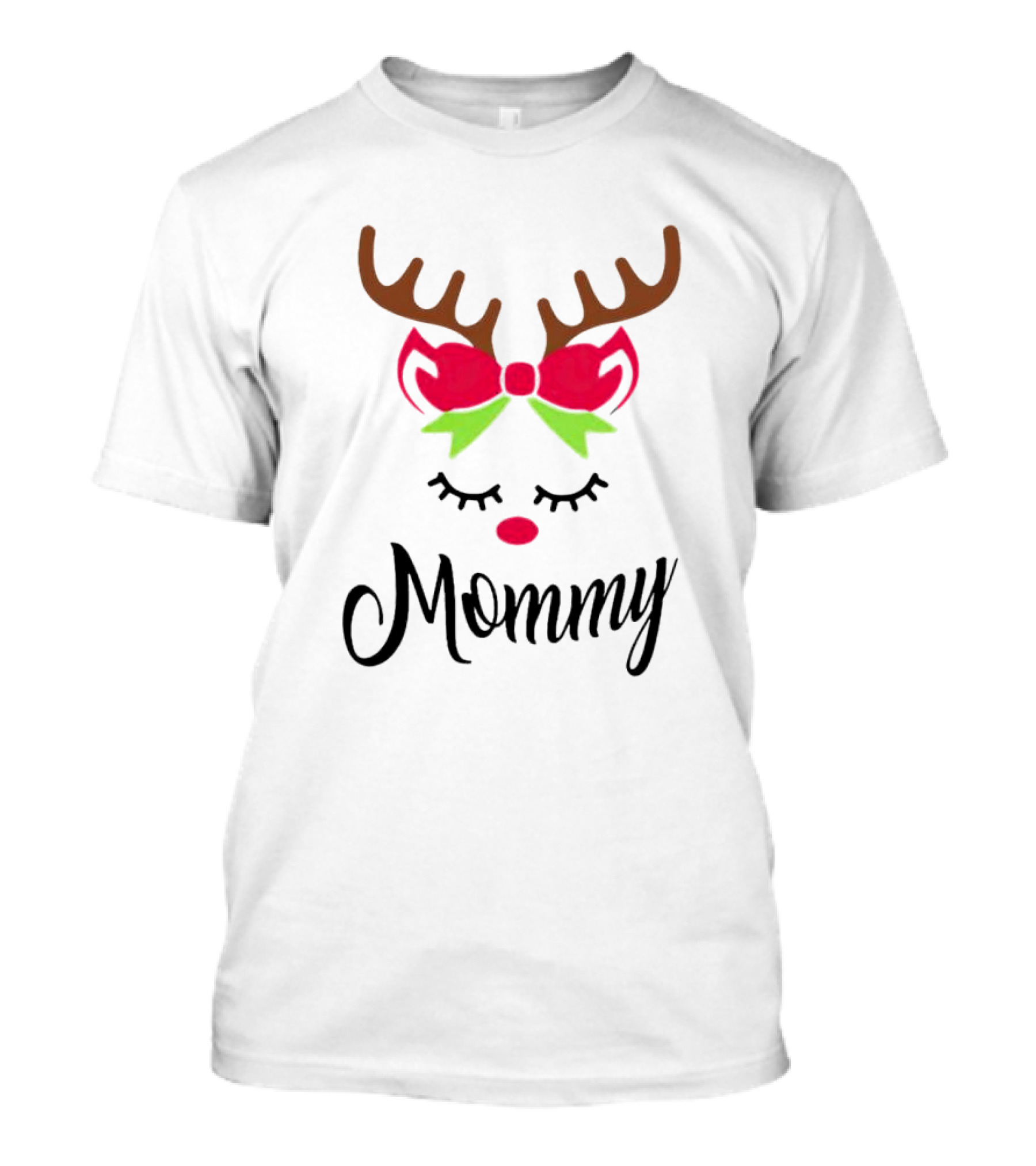 Mommy Reindeer Antlers Christmas Bow T-Shirt