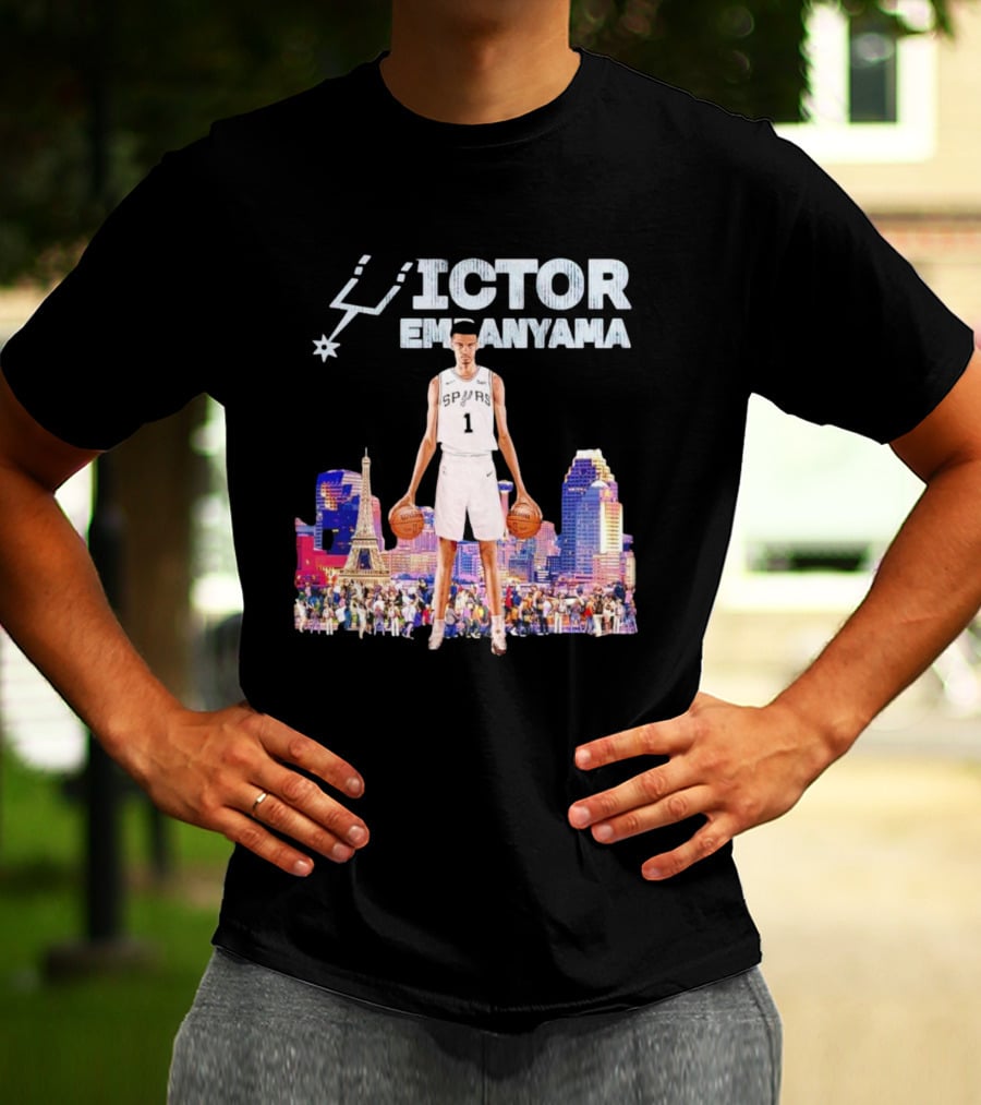 Victor Wembanyama Spurs Skyline City Basketball T-Shirt