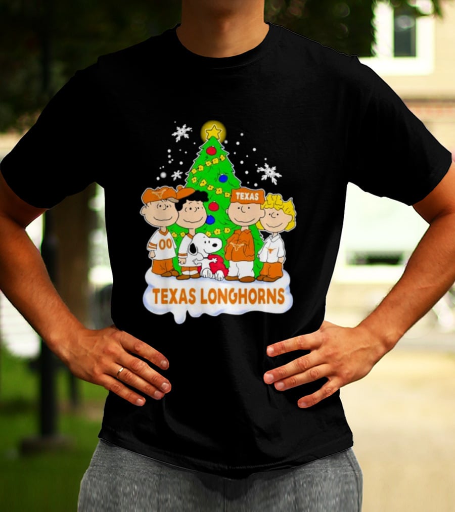 Peanuts Characters Texas Longhorns Christmas Tree T-Shirt