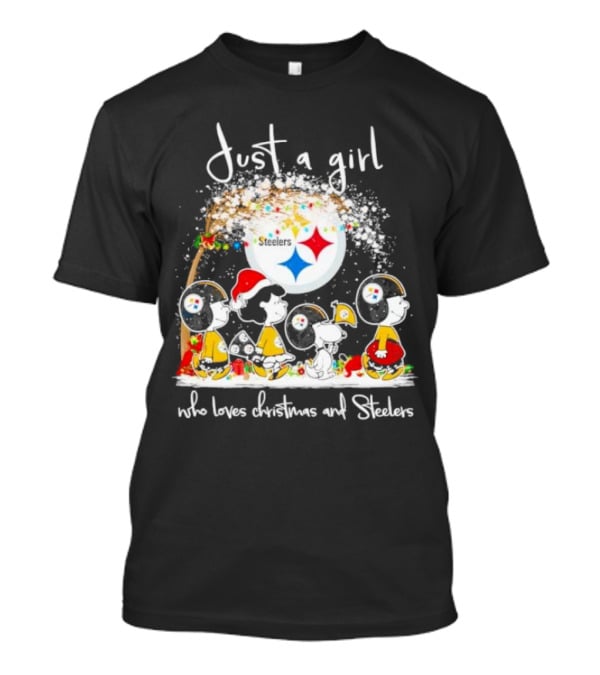 Just A Girl Who Loves Christmas And Steelers Peanuts Characters T-Shirt