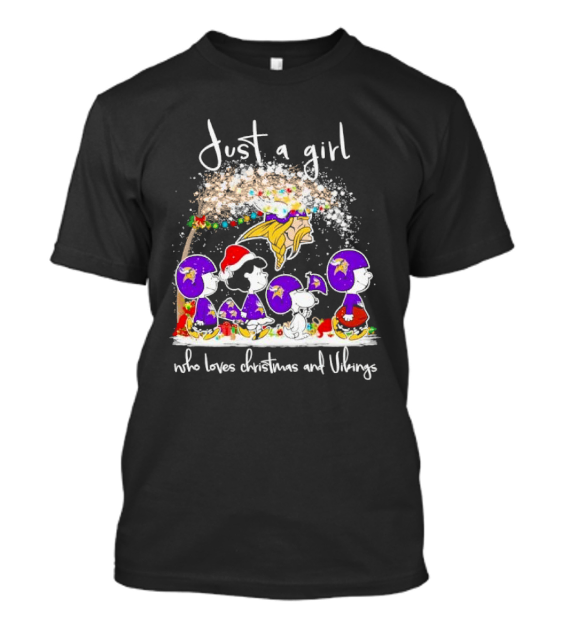Just A Girl Who Loves Christmas And Vikings Peanuts T-Shirt