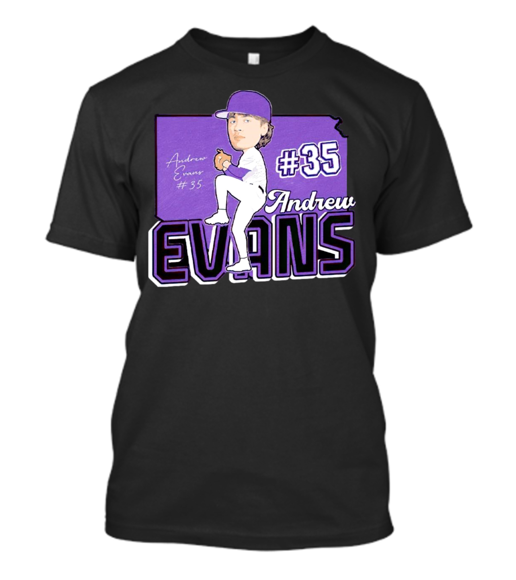 Andrew Evans #35 Kansas State Baseball Signature T-Shirt