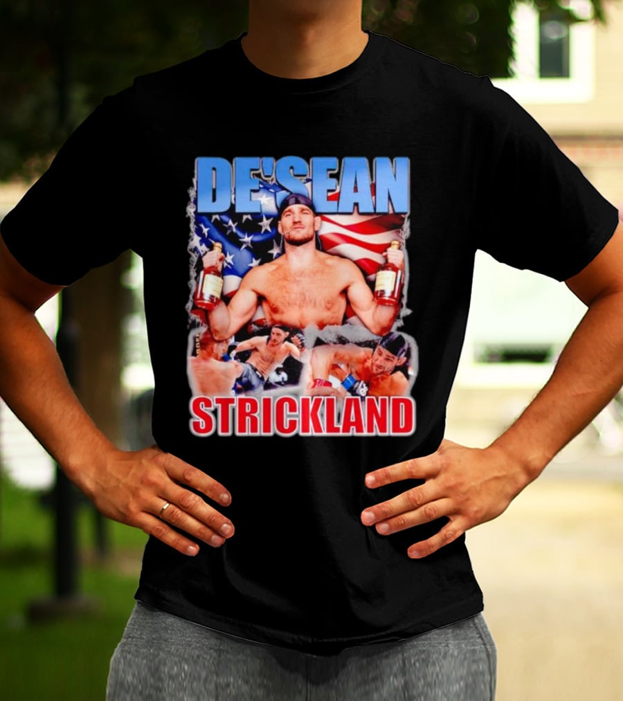 DE’SEAN STRICKLAND American Flag Boxing T-Shirt