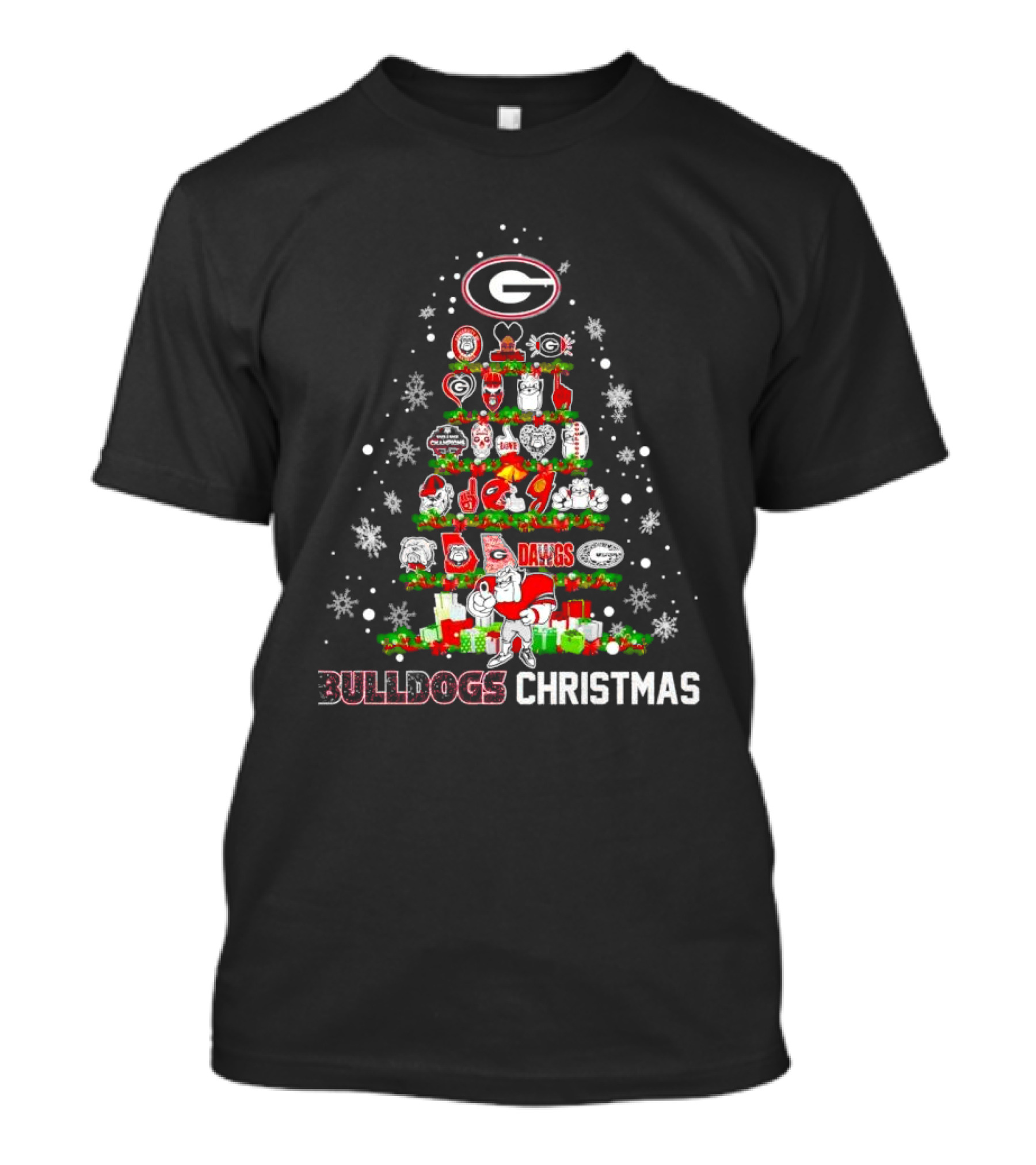 Georgia Bulldogs Dawgs Christmas Tree T-Shirt