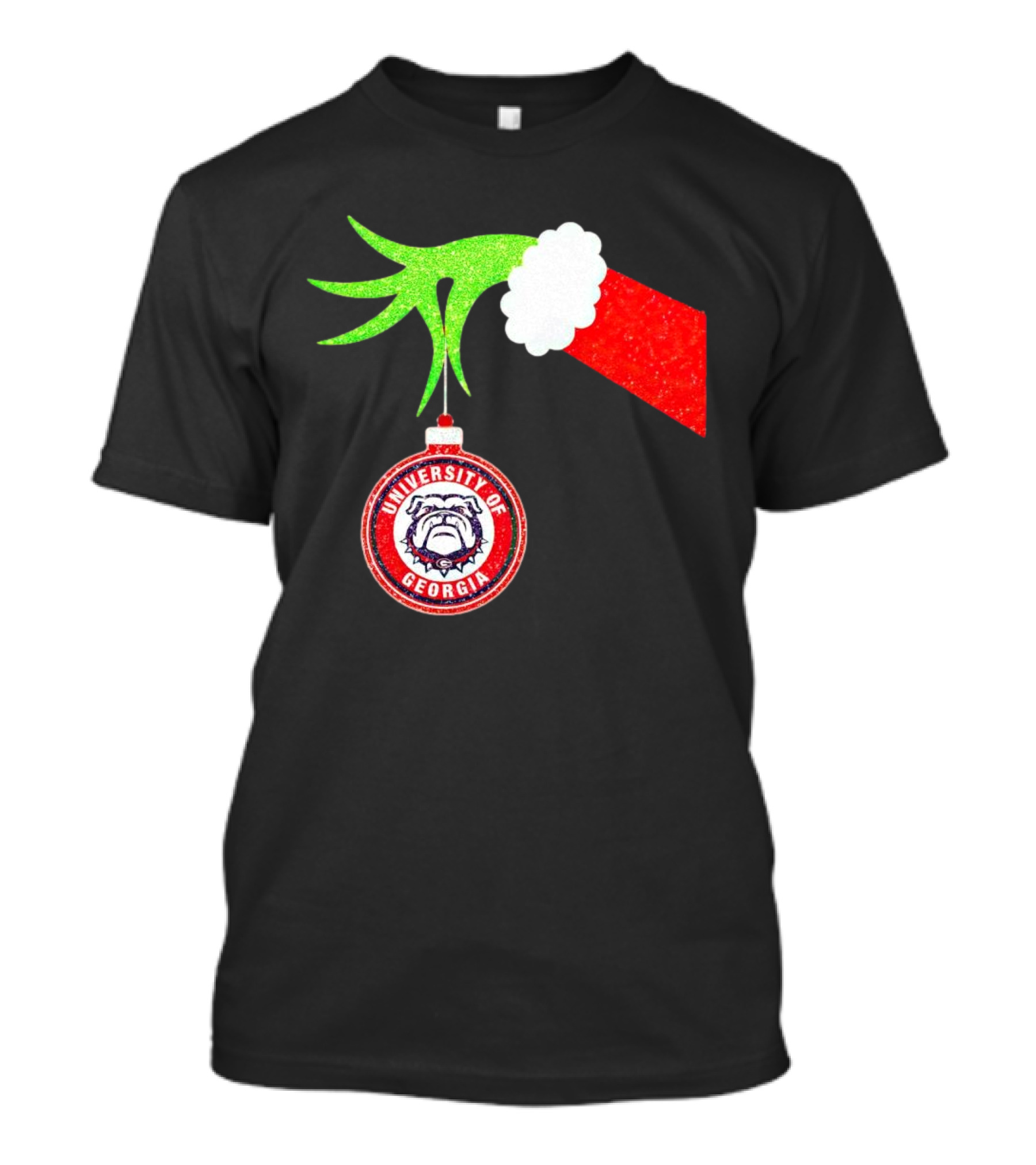 Grinch Hand Holding University Of Georgia Bulldogs Christmas T-Shirt