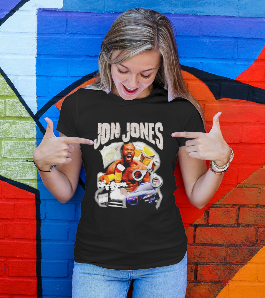 Jon Jones Vintage Police Car Handcuffs Pills Bottles T-Shirt