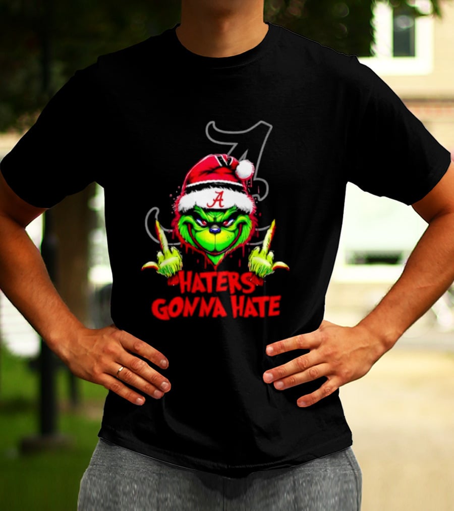 Alabama Crimson Tide Grinch Haters Gonna Hate Middle Finger T-Shirt