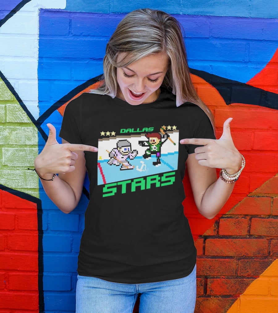 Dallas Stars Hockey Fights Cancer Pixel Art Jayden T-Shirt