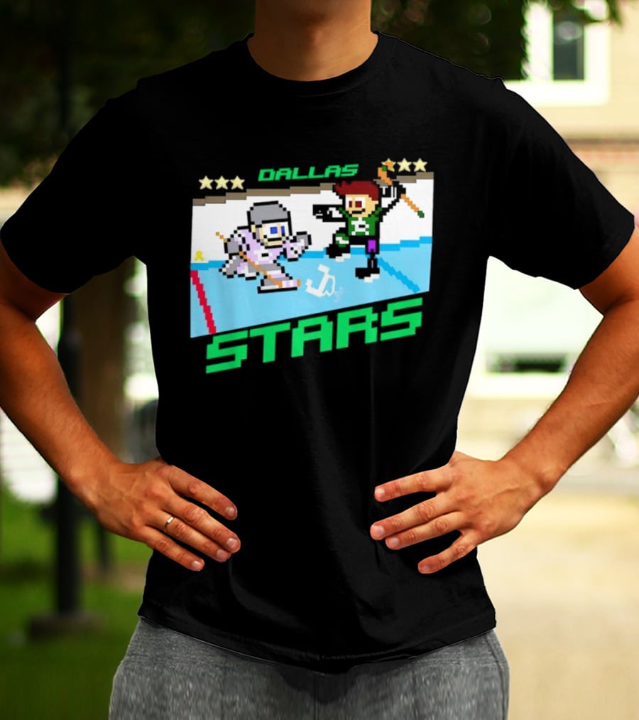 Dallas Stars Hockey Fights Cancer Pixel Art Jayden T-Shirt