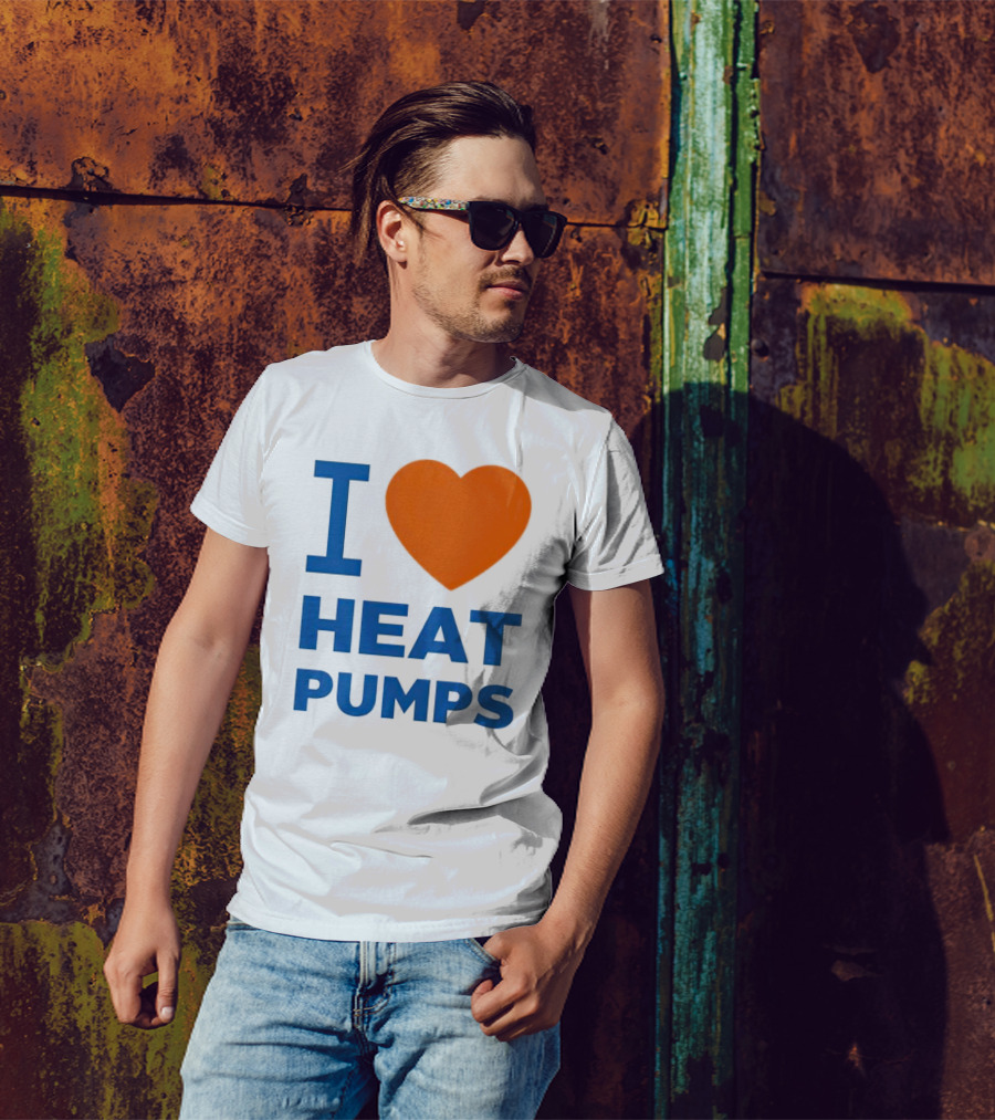 I Heart Heat Pumps Bold Blue Orange T-Shirt
