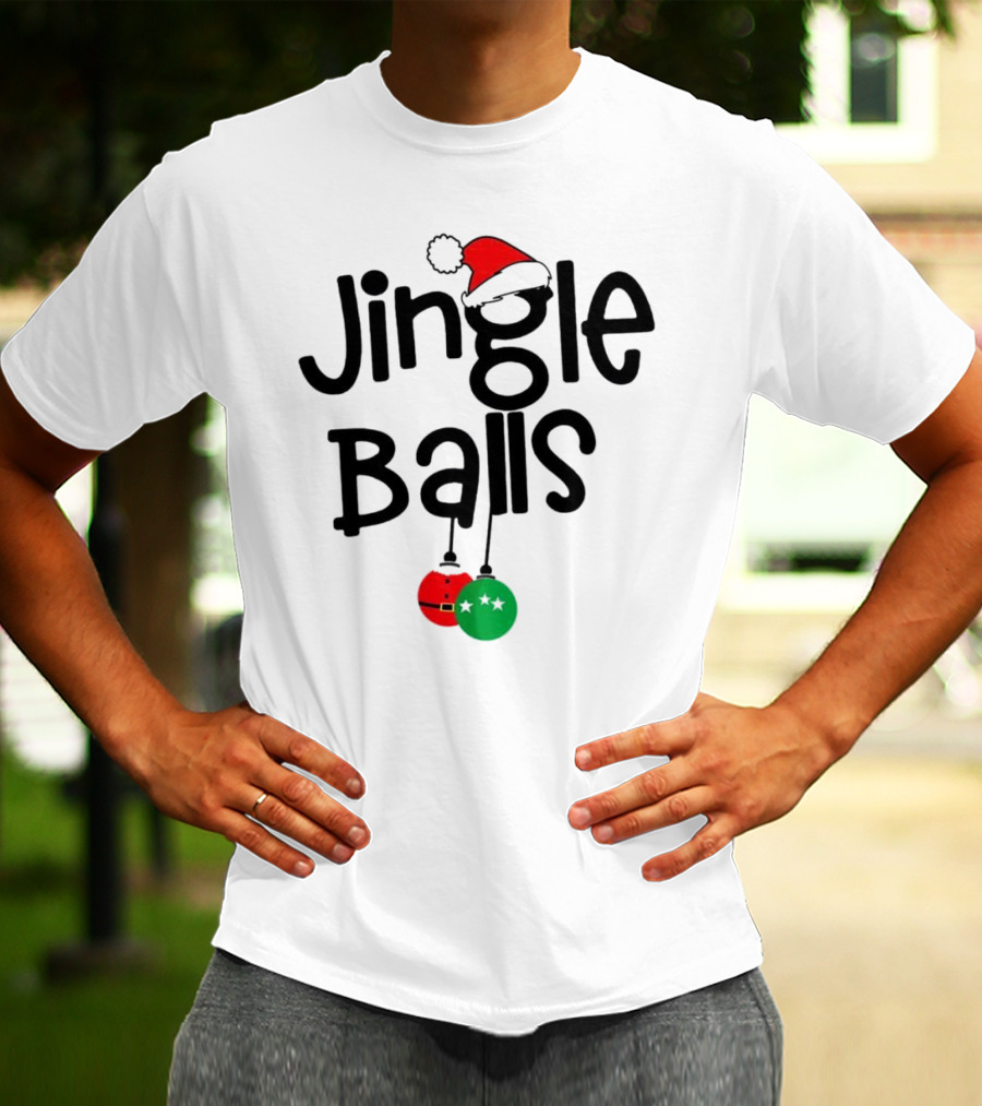 Jingle Balls Christmas Santa Hat Red Green Ornaments T-Shirt