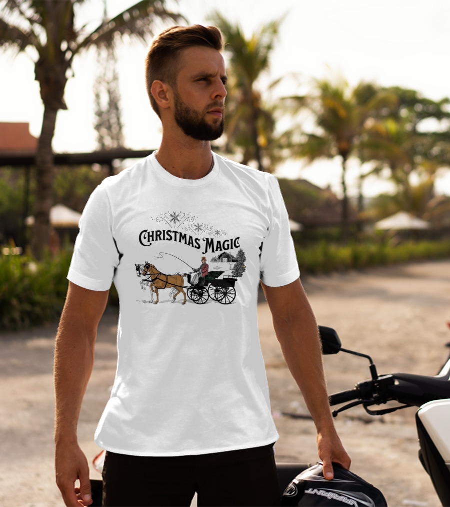 Christmas Magic Horse And Carriage Scene T-Shirt