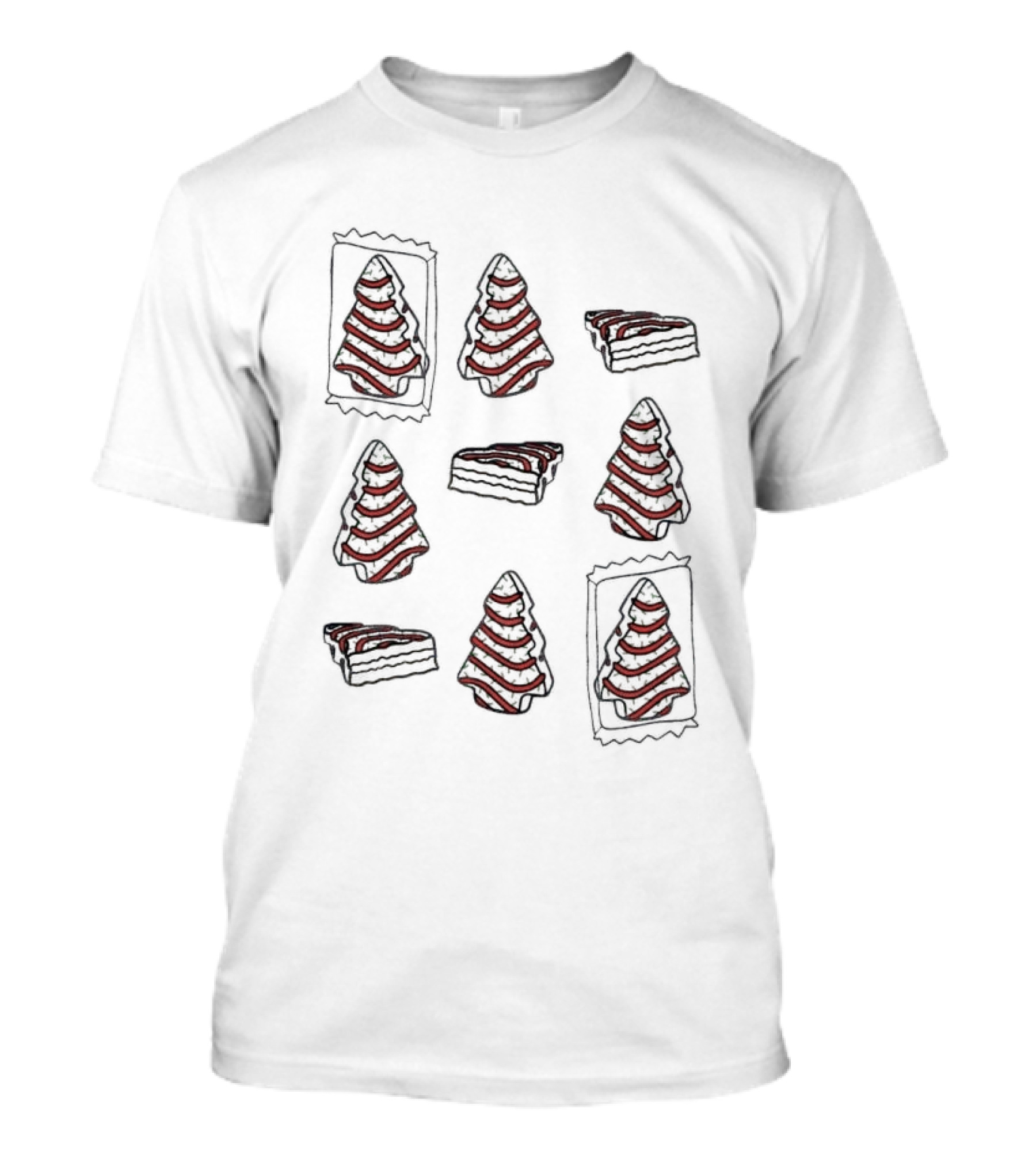 Christmas Tree Cakes Snack Pattern Christmas Holiday T-Shirt