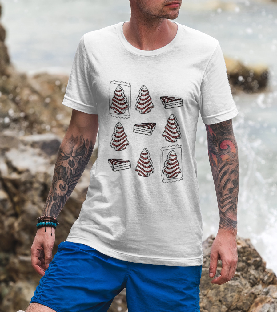 Christmas Tree Cakes Snack Pattern Christmas Holiday T-Shirt
