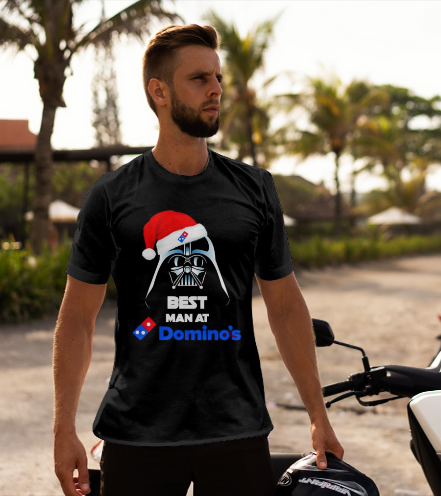 Darth Vader Santa Hat With Best Man At Domino's Christmas T-Shirt