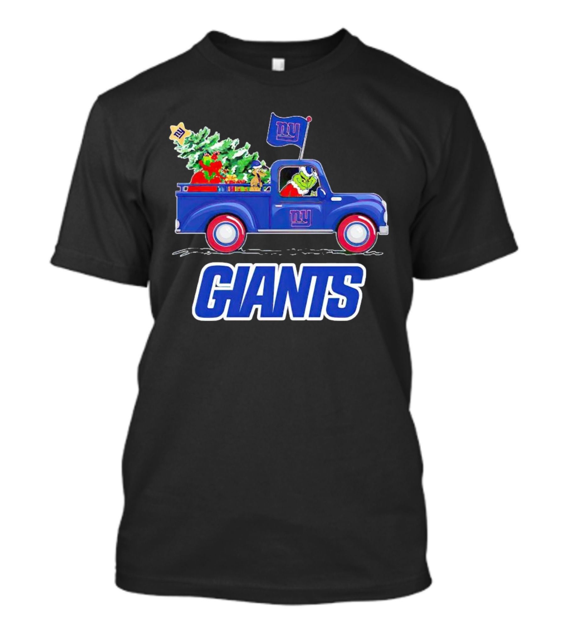 Grinch Driving Christmas Truck New York Giants Holiday T-Shirt