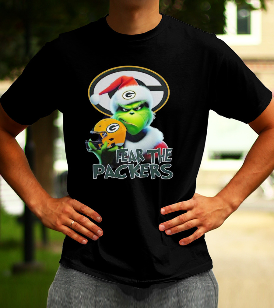 Grinch Fear The Green Bay Packers Christmas G Helmet T-Shirt