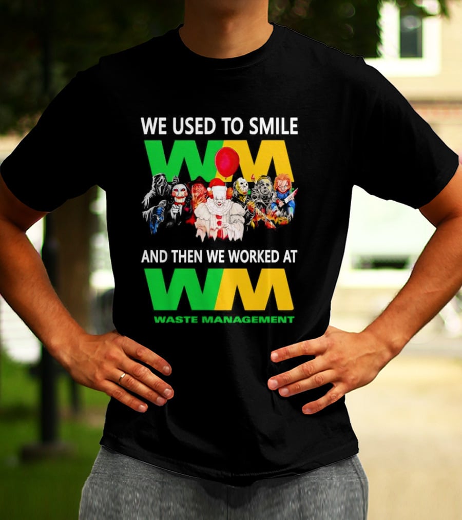 We Used To Smile Horror Characters Worked At Waste Management Christmas T-Shirt