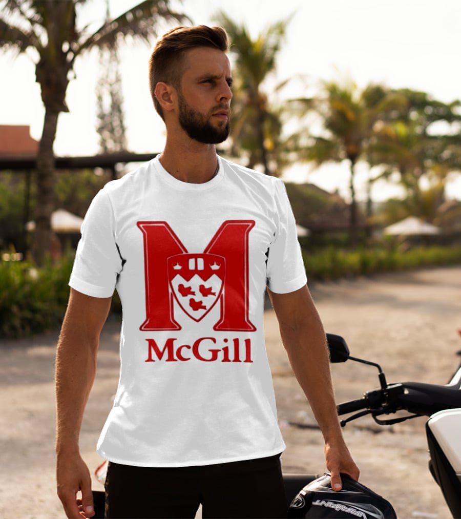 McGill University Large Red M And Shield Emblem T-Shirt