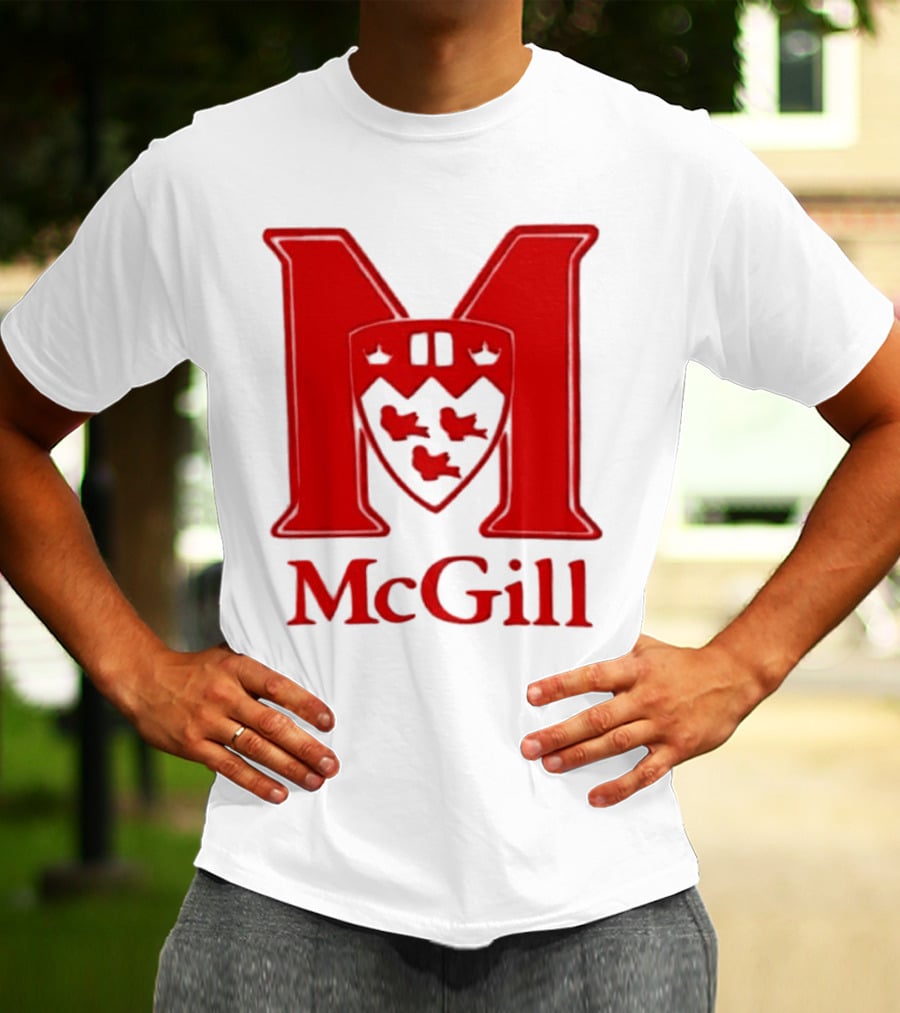 McGill University Large Red M And Shield Emblem T-Shirt