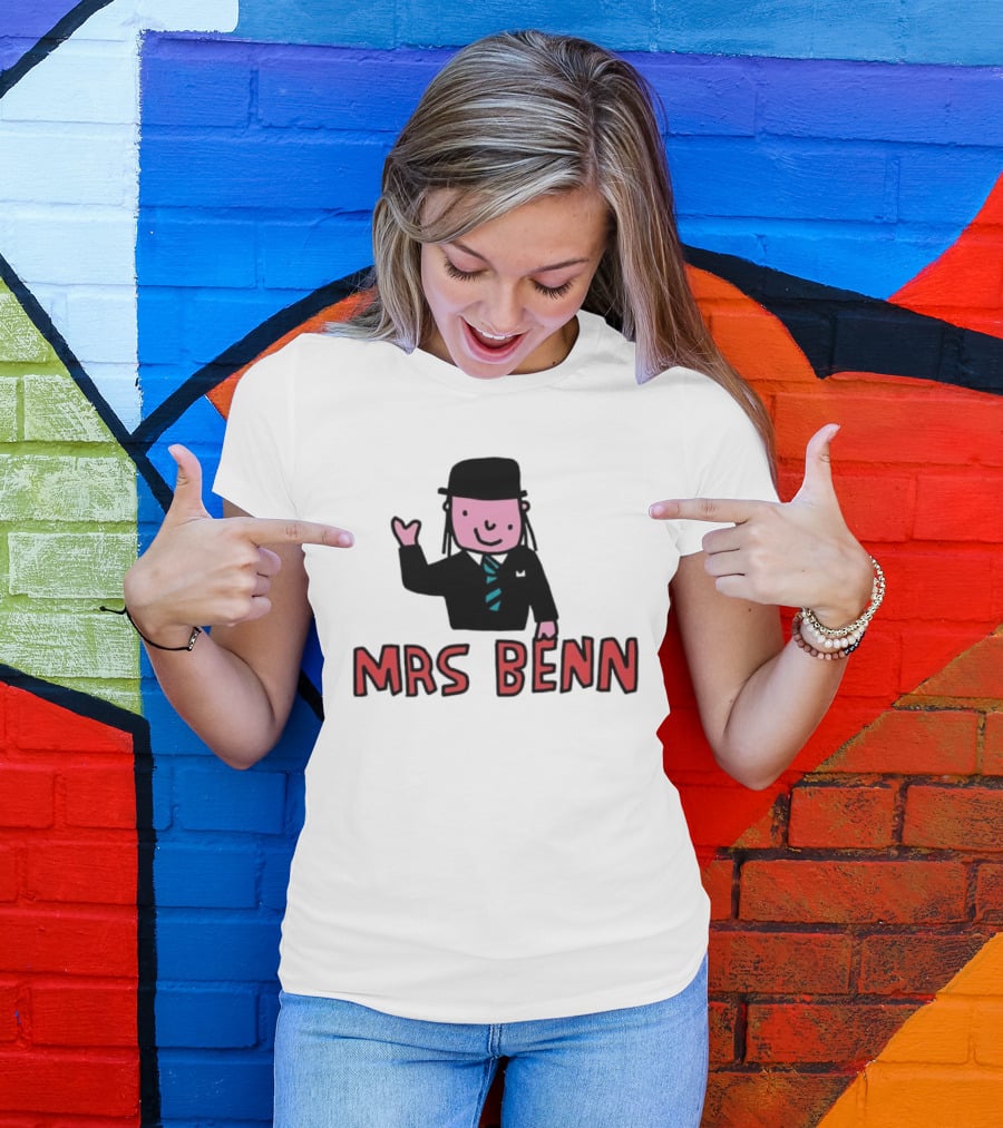Mrs Benn Cartoon Character In Suit And Tie With Black Bowler Hat T-Shirt