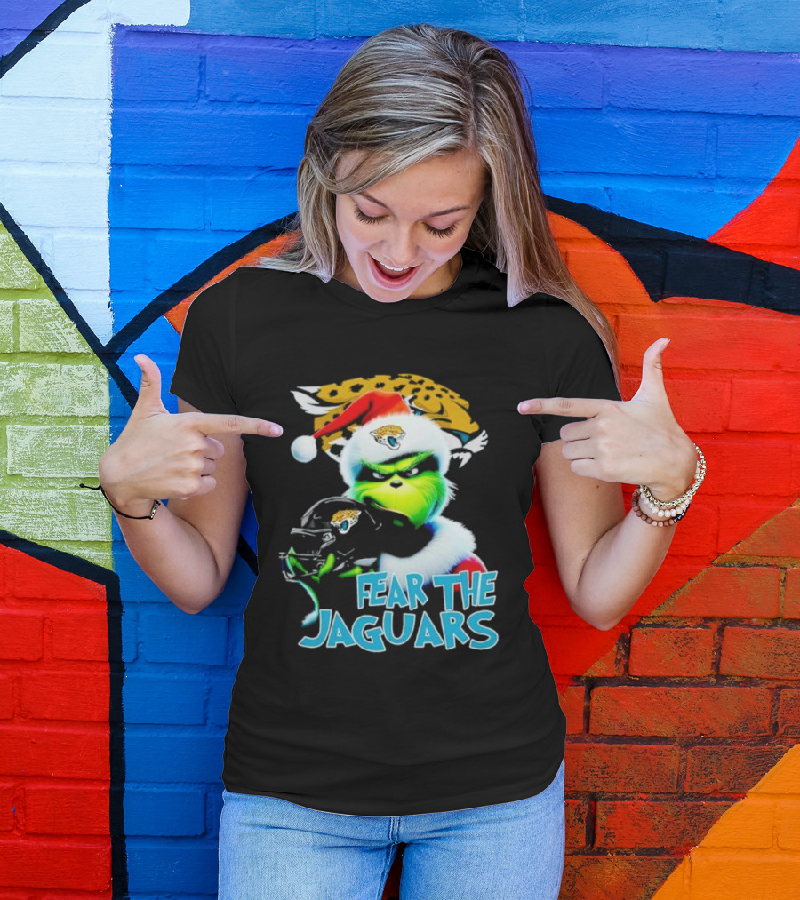 Santa Grinch Fear The Jaguars Jacksonville Jaguars NFL T-Shirt