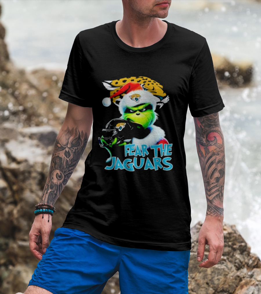 Santa Grinch Fear The Jaguars Jacksonville Jaguars NFL T-Shirt