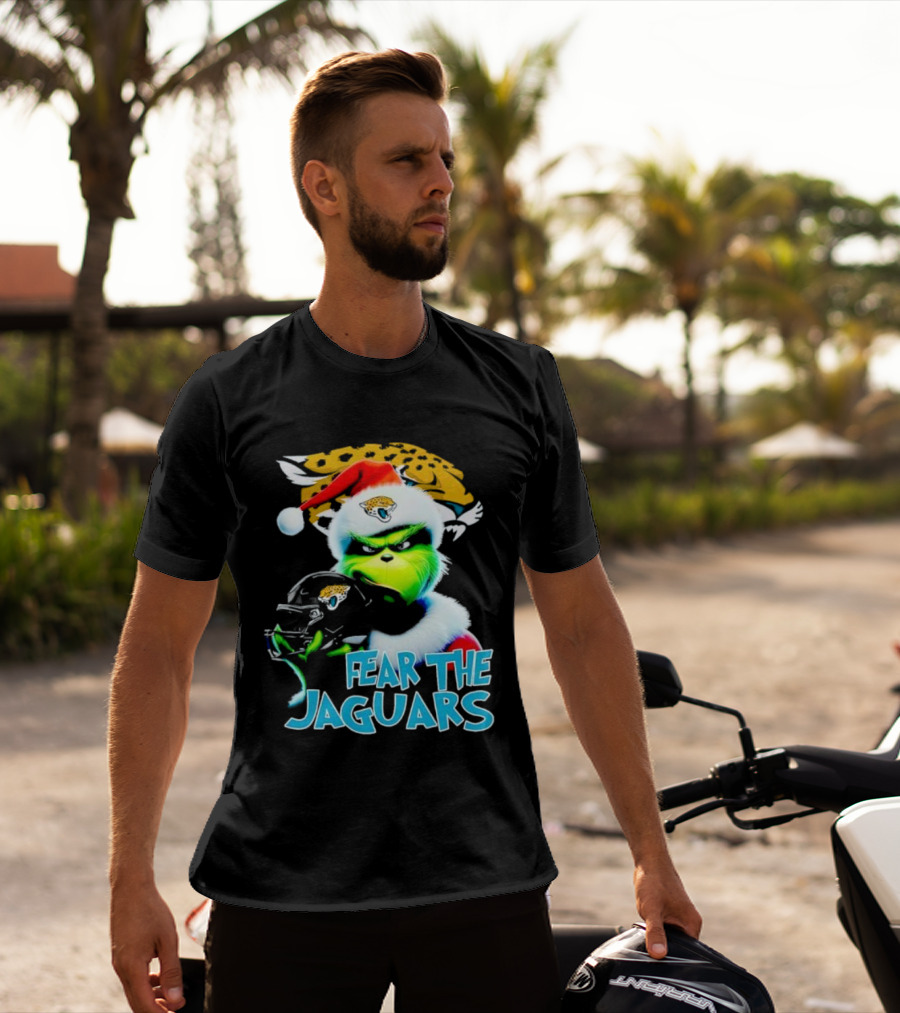 Santa Grinch Fear The Jaguars Jacksonville Jaguars NFL T-Shirt