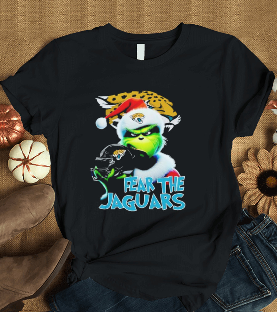 Santa Grinch Fear The Jaguars Jacksonville Jaguars NFL T-Shirt