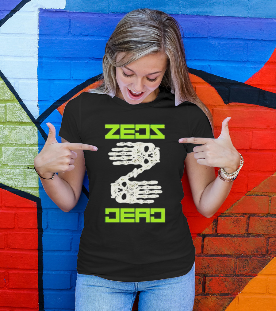 Zeds Dead Skeleton Hands Neon Typography T-Shirt