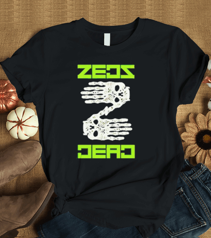 Zeds Dead Skeleton Hands Neon Typography T-Shirt