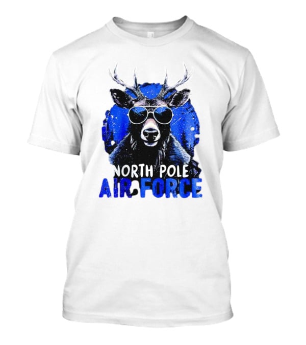 North Pole Air Force Cool Deer In Sunglasses T-Shirt