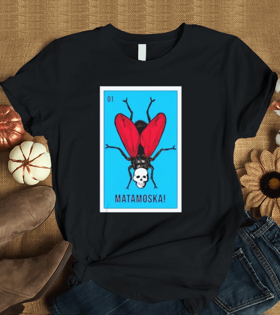 La Moska Loteria Matamoska 01 Fly Skull Blue Red Wings T-Shirt