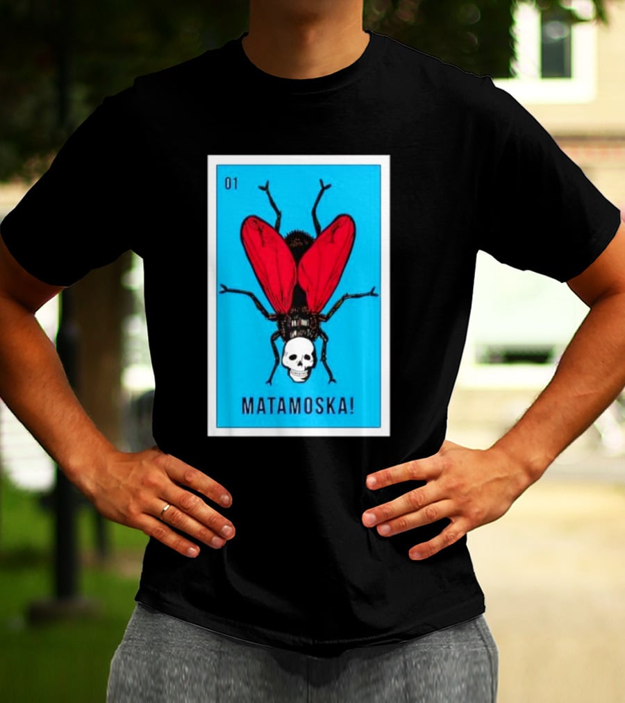 La Moska Loteria Matamoska 01 Fly Skull Blue Red Wings T-Shirt