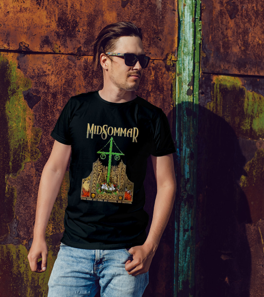Midsommar This High My Fire Scene With Maypole And Forest Emblems T-Shirt