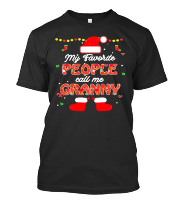 My Favorite People Call Me Granny Festive Santa Hat And Christmas Lights T-Shirt
