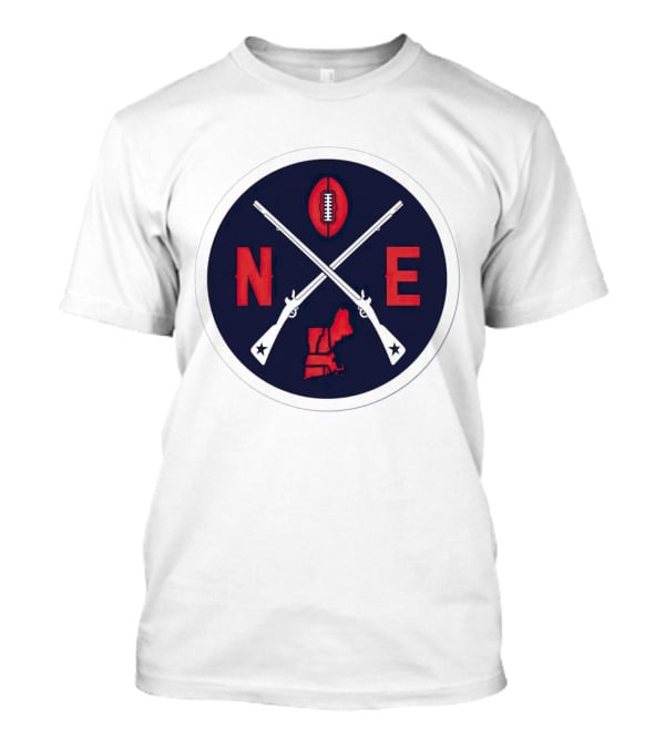 New England Patriots Football Emblem NE Guns Map Oval T-Shirt