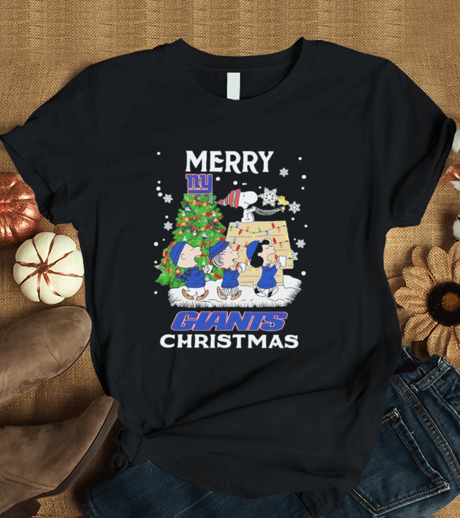 Merry Christmas Peanuts New York Giants T-Shirt