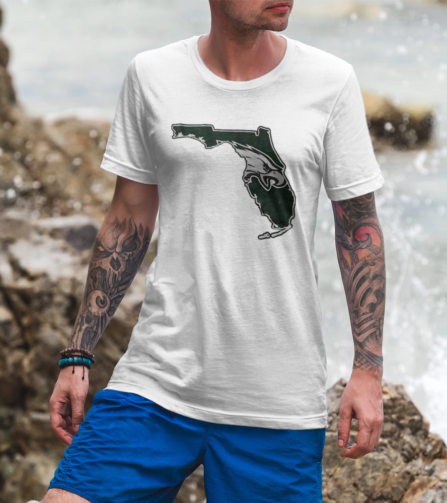 Philadelphia Eagles Florida Map Bleeds Green T-Shirt