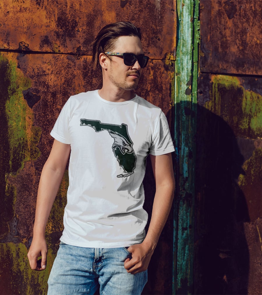 Philadelphia Eagles Florida Map Bleeds Green T-Shirt