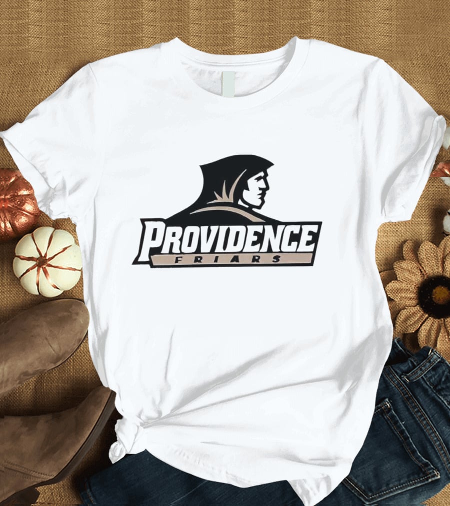 Providence Friars Athletics Team Emblem Iconic Black And White Hooded Figure T-Shirt