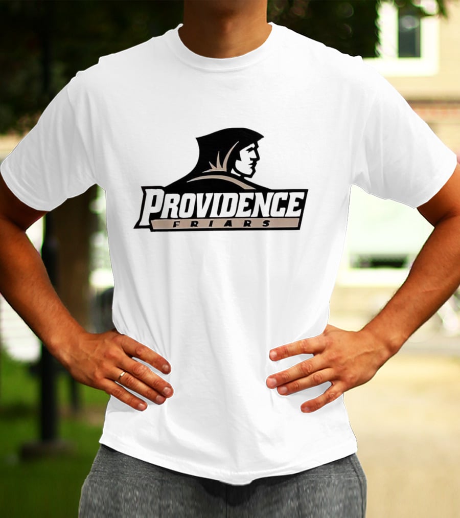 Providence Friars Athletics Team Emblem Iconic Black And White Hooded Figure T-Shirt