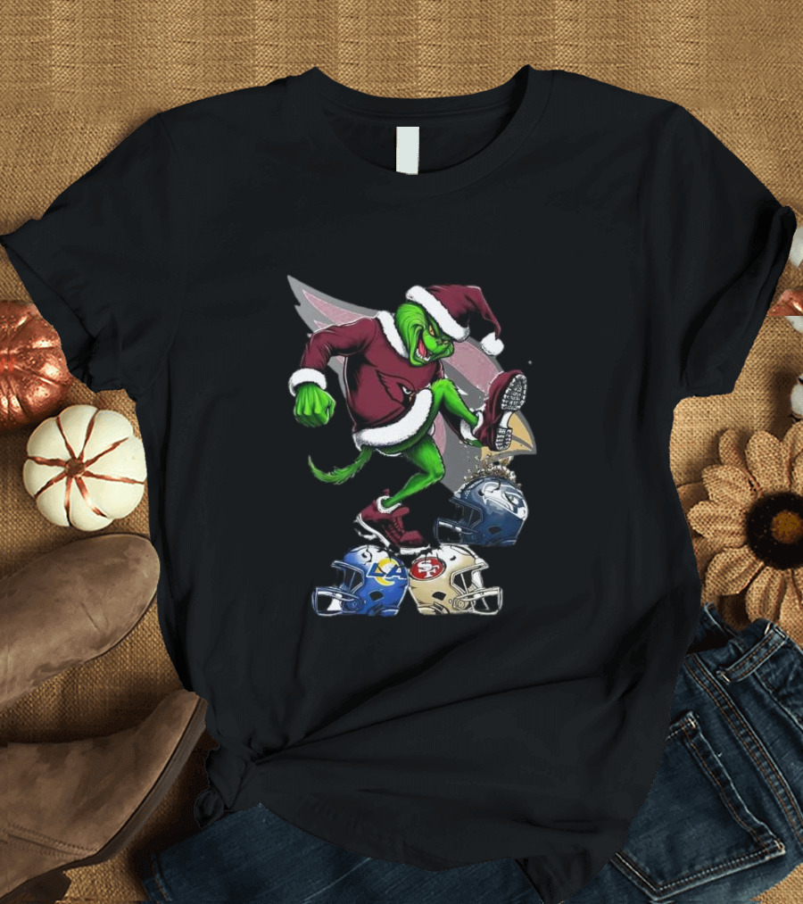 Arizona Cardinals Grinch Stomping Seahawks Rams 49ers Christmas Football Helmets T-Shirt