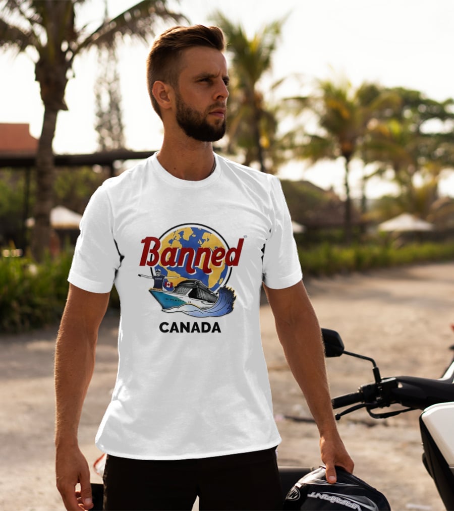 Banned From Canada Map Ship Wave T-Shirt