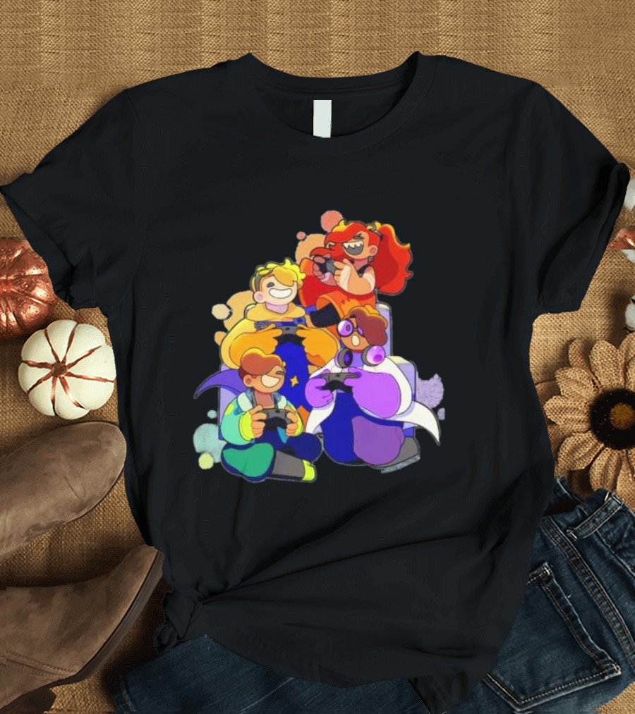 Bish Bash Bots Gaming Fun Characters Controller Crew T-Shirt